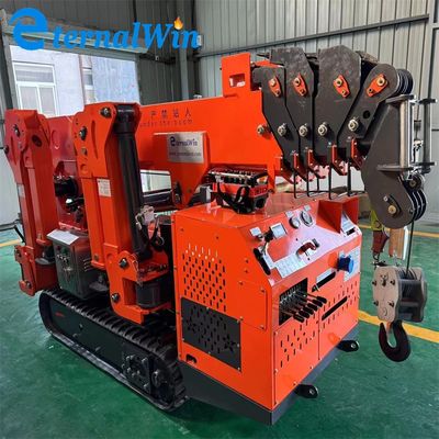 Κίτρινος μικρός γερανό με ατσάλι και τηλεσκοπική μπουμ